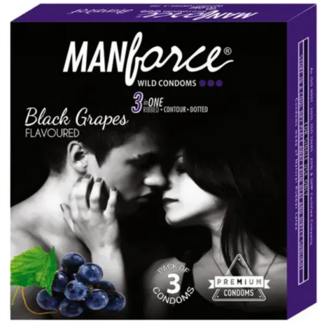 Manforce Extra 3 in one Black Grapes Flavoured Condom